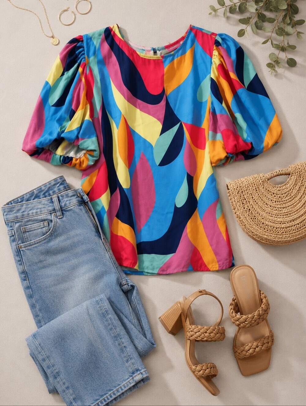 ANTHROPOLGIE Flying Tomato Saturated Colorful Woman's Top Size Med